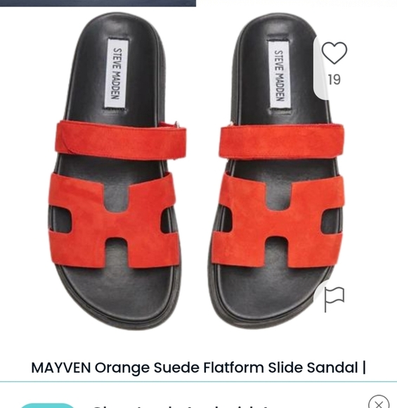 Steve Madden MAYVIN Red Suede Slide Sandals Size 7 - Picture 1 of 7